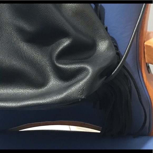 NWT VS faux leather fringed drawstring backpack - Picture 5 of 16